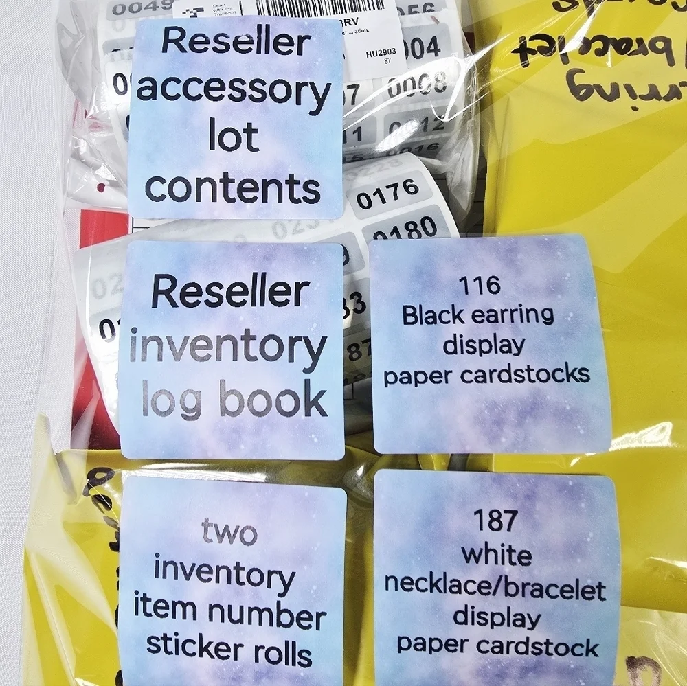 852pc Resellers Accessories Lot STICKERS,DISPLAYS, ITEM NUMBERS, LOG BOOK & MORE